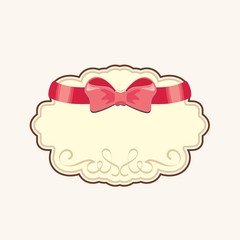 Vintage label with a red bow. Vector vintage frame.