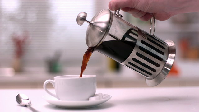 Coffee being poured from cafetiere