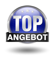 top angebot button blau