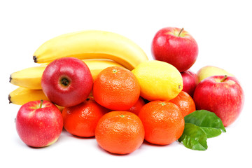 Fresh citrus fruits isolated on a white background.