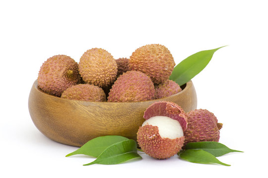 fresh lychees in a bowl