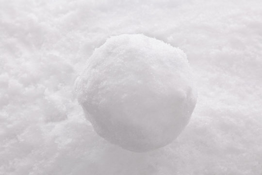 Snowball on snow background.