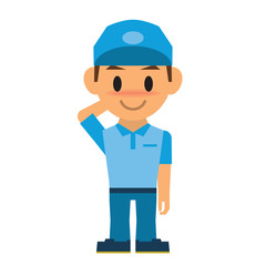 配達員　照れる