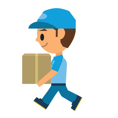 配達員　運ぶ　歩く