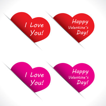 Valentine heart stickers, labels