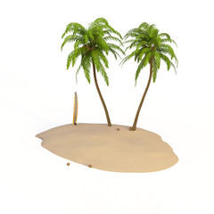 Palmen Insel Surfboard Studio isoliert © Gunnar Assmy