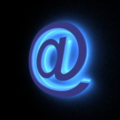 3D abstract E-mail symbol in the neon light