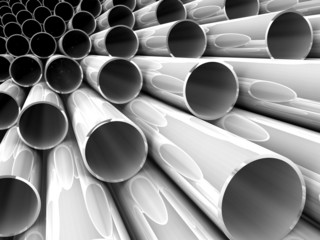 3D chrome tubes - high technology background.