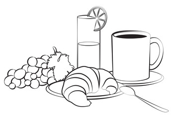 Breakfast composition isolated on white