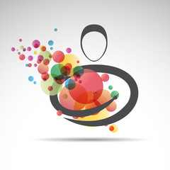 Vector man with circles background