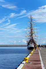 Fototapeta premium Sail boat at the pier in Gdynia, Poland.