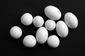 White egg-shaped candies