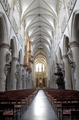 Brussels - Nave of gothic cathedral of Saint Michael