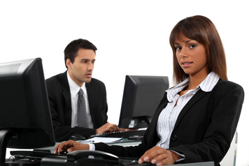 Fototapeta premium Business partners working on computers