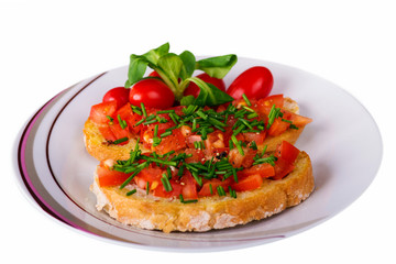 Bruschetta mit Dill und Tomaten