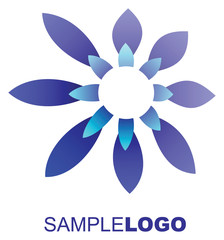 Blue flower logo, with light 3d warp