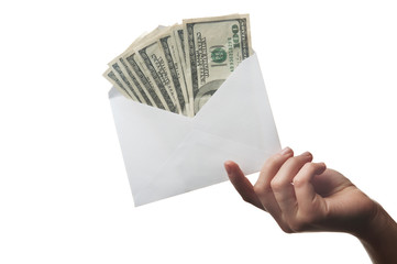 woman holding envelope