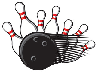 bowling ball crashing into the pins