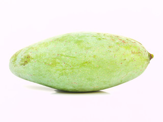 Green mangoes from Thailand isolated on white background