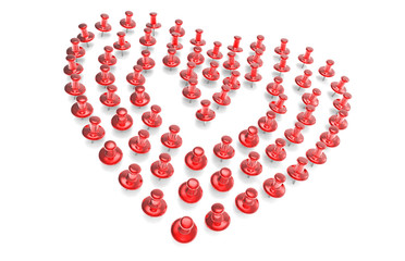 Puntine da disegno disposte a cuore