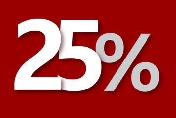 25 % Rabatt Aktion Angebot Sonderangebot  Weiss ROT