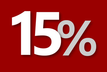 15 % Rabatt Aktion Angebot Sonderangebot Weiss ROT