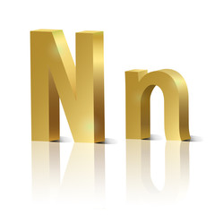 Vector letter N of golden design alphabet