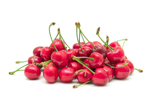 sweet cherries isolated on white background