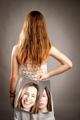 Fototapeta premium girl with two faces