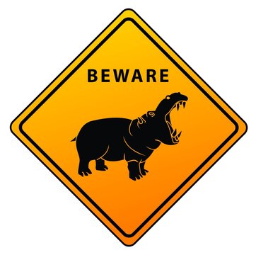 Hippo Caution Sign