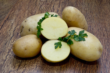 potato and parsley leaves