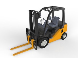 Yellow Forklift Truck, Isolated on White Background