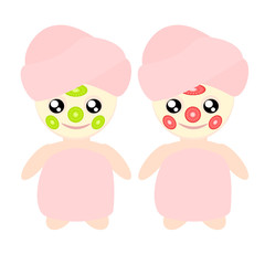 Woman mask face and fruit