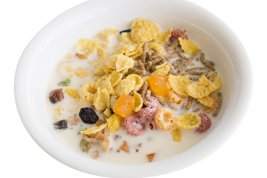 Variety of cereals in white bowl