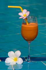 Tropical juice at the swimming pool