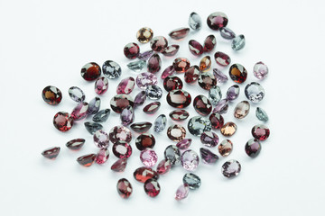 Bright gems on a white background