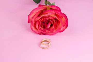 Wedding rings with rose
