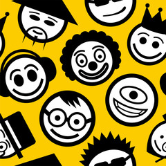 Smiley faces seamless pattern.