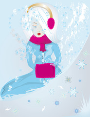 Fototapeta na wymiar Beautiful winter girl