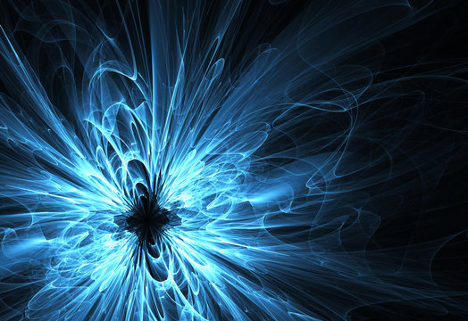 Blue Abstract Fractal Flower