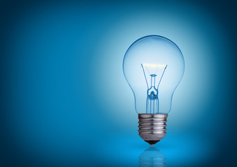 light bulb on blue background
