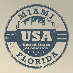 Stamp with name of Florida, Miami, vector