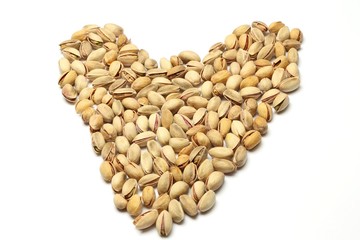 Heart made of pistachio nuts