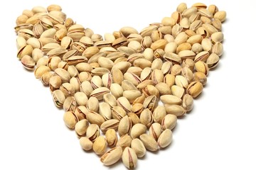Heart made of pistachio nuts