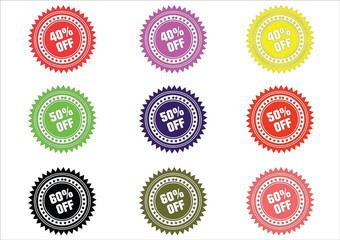 COLORFUL PERCENT OFF ICONS 40 50 60