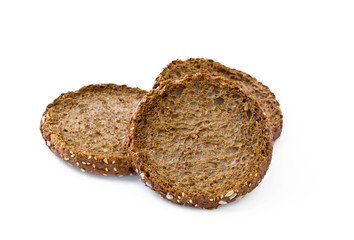 wholemeal rusks bread on a white background