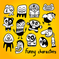 Set of funny cartoon characters.