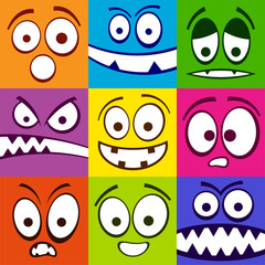Funny colorful emotions seamless pattern.