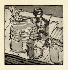 radierung graphik passepartout