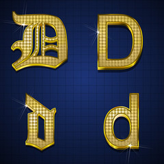 Luxurious alphabets designed with gold diamonds